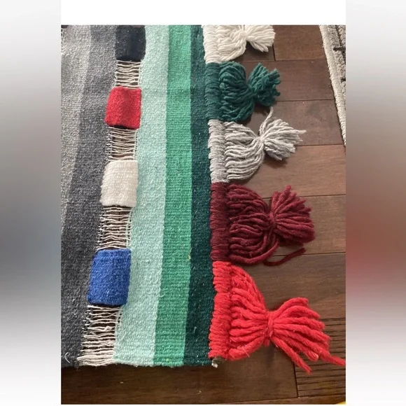 Wool Woven Multicoloured Tapestry Rug - Picture 9 of 11